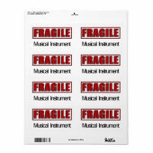 Fragile Musical Instrument Labels (Full Sheet)