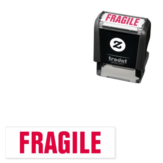 Fragile Packaging Supply Small Business Red Zelfinktende Stempel (In situ)