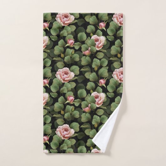 Fragile rozen. Floral patroon op zwart Bad Handdoek (Handdoek)