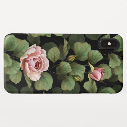 Fragile rozen. Floral patroon op zwart Case-Mate iPhone Case (Achterkant (horizontaal))