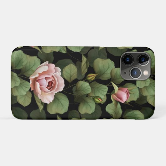 Fragile rozen. Floral patroon op zwart Case-Mate iPhone Case (Achterkant (horizontaal))