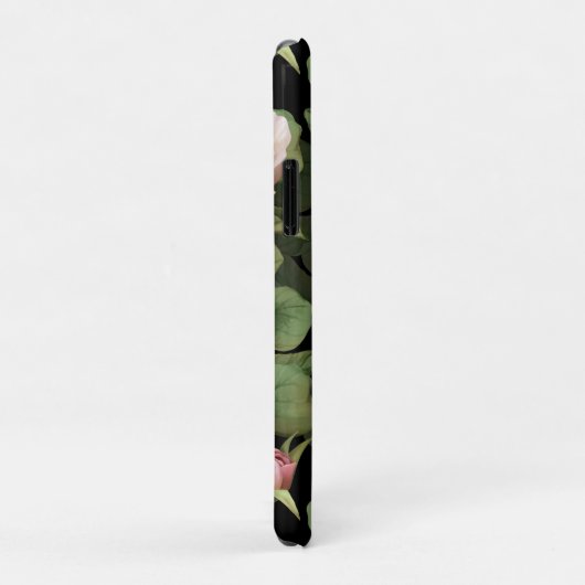 Fragile rozen. Floral patroon op zwart Case-Mate iPhone Case (Achterkant/rechts)