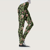 Fragile rozen. Floral patroon op zwart Leggings (Rechts)