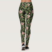 Fragile rozen. Floral patroon op zwart Leggings (Achterkant)