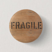 Fragile Stamped op Wood Ronde Button 3,2 Cm (Voorkant)