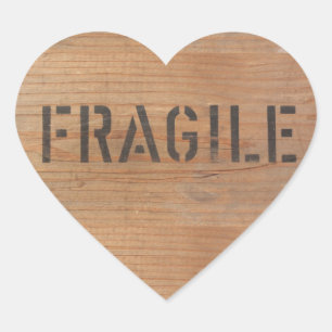 Fragile Stenced on Wooden Crate Hart Sticker