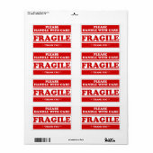 Fragile Stickers for Shipping and Moving Please Ha (Full Sheet)