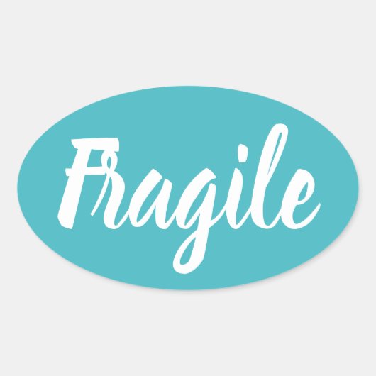Fragile trendy modern minimalistisch bedrijf ovale sticker (Voorkant)
