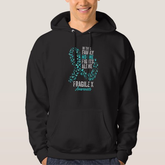 Fragile X Awareness Month Butterflies Teal Ribbon Hoodie (Voorkant)