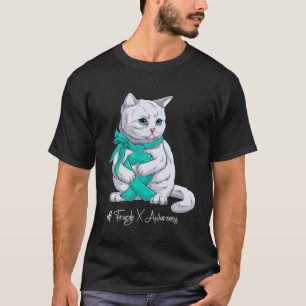 Fragile X-bewustzijnsmaand Turkoois lint Kat T-shirt