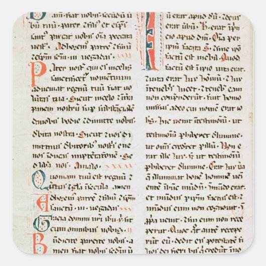 Fragment uit een Cathar-manuscript Vierkante Sticker (Voorkant)