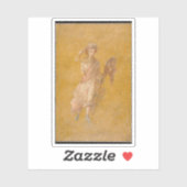 Fragment van een geel fresco paneel met muze sticker (Vel)