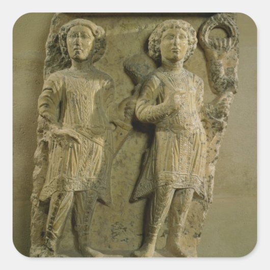 Fragment van een hulpplak waarin twee verkocht wor vierkante sticker (Voorkant)