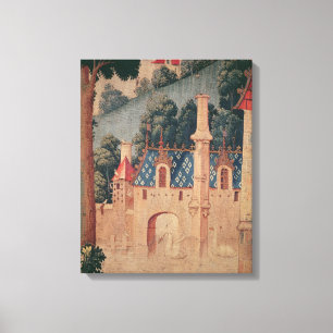 Fragment van een middeleeuws tapijt canvas afdruk