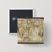 Fragment van een sarcofaag vierkante button 5,1 cm (Voorkant /achterkant)