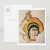 Fragment van een tapijt waarin het hoofd van een d briefkaart (Voorkant / Achterkant)