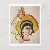 Fragment van een tapijt waarin het hoofd van een d briefkaart (Voorkant)