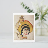 Fragment van een tapijt waarin het hoofd van een d briefkaart (Staand voorkant)