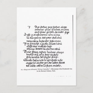 Fragment van het Divina Commedia van Dante Briefkaart