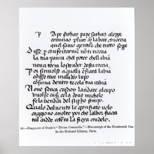 Fragment van het Divina Commedia van Dante Poster