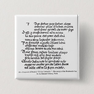 Fragment van het Divina Commedia van Dante Vierkante Button 5,1 Cm