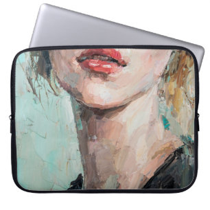Fragment van kunstschilderij. Portret van een meis Laptop Sleeve