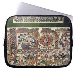 Fragment van textiel waarin Jonah en de walvis wor Laptop Sleeve