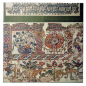 Fragment van textiel waarin Jonah en de walvis wor Tegeltje (Voorkant)