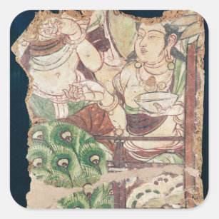 Fragment waarin een boeddhistisch paradijs wordt a vierkante sticker