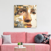 Fragmented Abstract Portrait - Face Textured Canvas Afdruk (Insitu (Woonkamer))