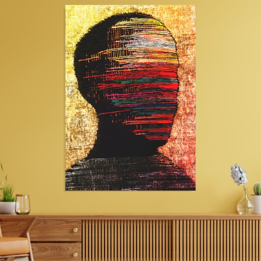 Fragmented Identity – Kleurrijke Abstracte Thread  Canvas Afdruk (Insitu (Woonkamer))