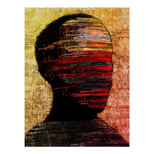 Fragmented Identity – Kleurrijke Abstracte Thread  Perfect Poster