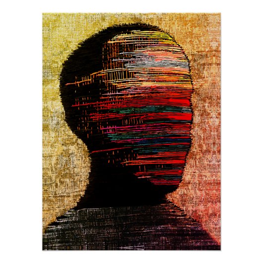 Fragmented Identity – Kleurrijke Abstracte Thread  Perfect Poster (Voorkant)