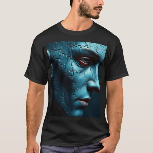 Fragmented Mind: Jigsaw Puzzle Head T-shirt (Voorkant)