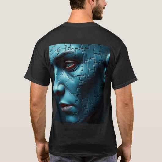 Fragmented Mind: Jigsaw Puzzle Head T-shirt (Achterkant)