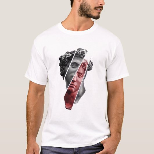 Fragmented Portrait Tee – Modern Abstract Aestheti T-shirt (Voorkant)