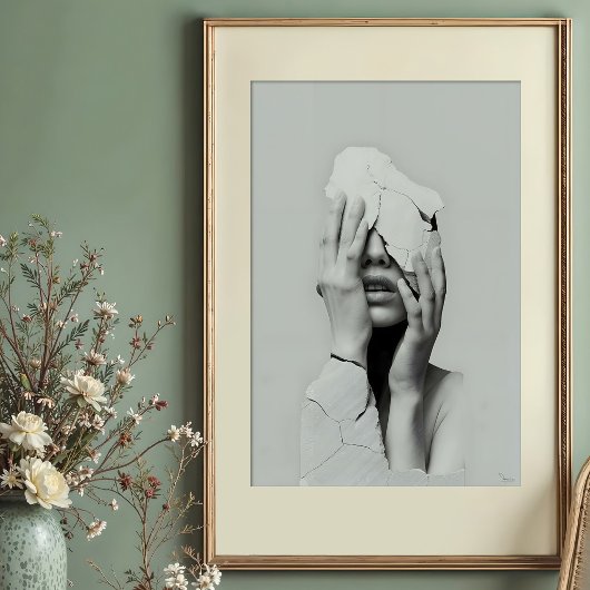 Fragmented Silence – Surrealistisch gebarsten port Poster
