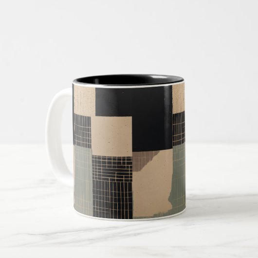 Fragmenten Abstracte Print Cup Tweekleurige Koffiemok (Voorkant links)