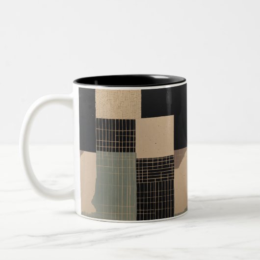 Fragmenten Abstracte Print Cup Tweekleurige Koffiemok (Links)