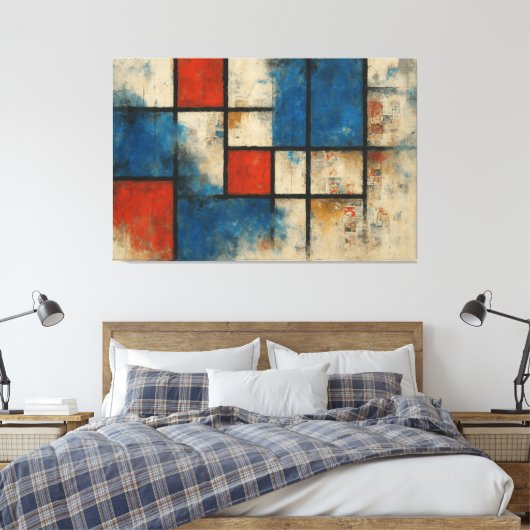 Fragmenten van de stad - Modern Geometrisch Abstra Canvas Afdruk (Insitu (Slaapkamer))