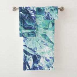 fragmenten van herinneringen, blauwgroene kristal  bad handdoek