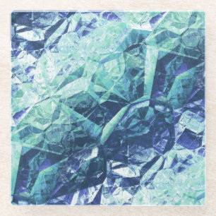 Fragmenten van herinneringen - kobalt en munt : glazen onderzetter