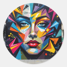 Fragmenten van identiteit – Abstract Portret Klass Ronde Sticker