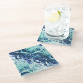 fragments of memories - cobalt blue and mint teal glazen onderzetter (Schuin)