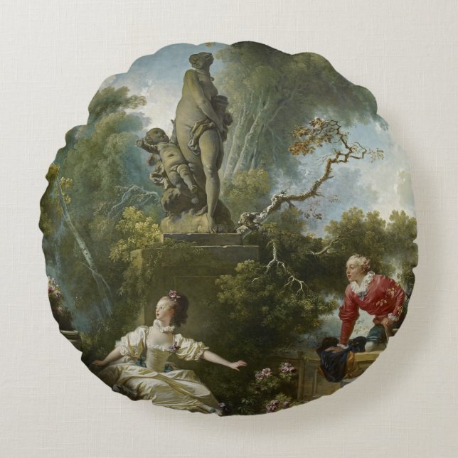 Fragonard Progress of Love the Rendezvous Rond Kussen (Voorkant)
