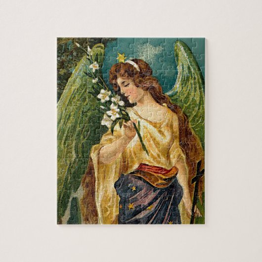 Fragrance - Angel met groene vleugels. Legpuzzel (Verticaal)