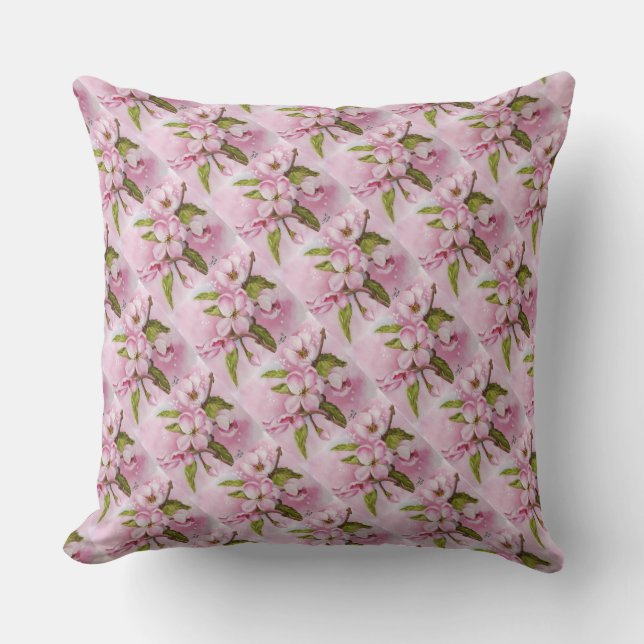 FRAGRANT PINK APPLE BLOSSOMS PATIO PILLOW BUITENKUSSEN (Voorkant)