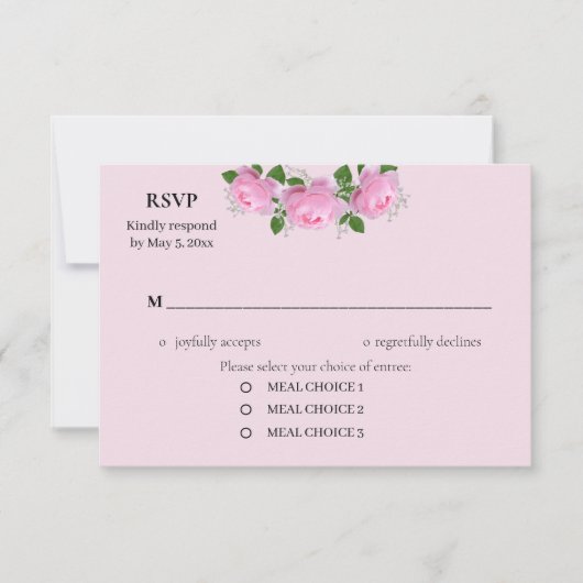 Fragrant roze rozen, bruiloft RSVP kaartje (Voorkant)