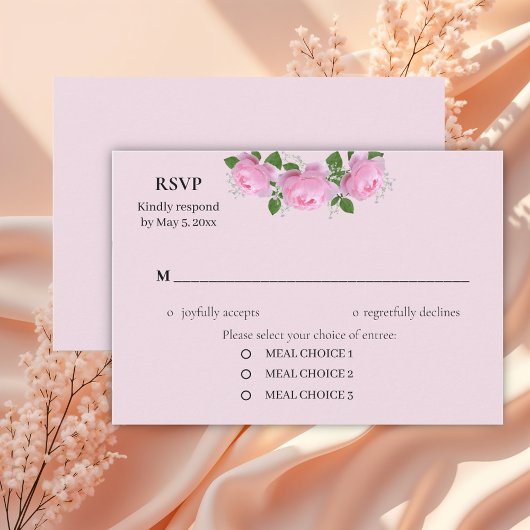 Fragrant roze rozen, bruiloft RSVP kaartje