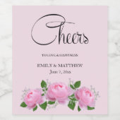 Fragrant roze rozen, bruiloft wijn etiket (Enkel label)